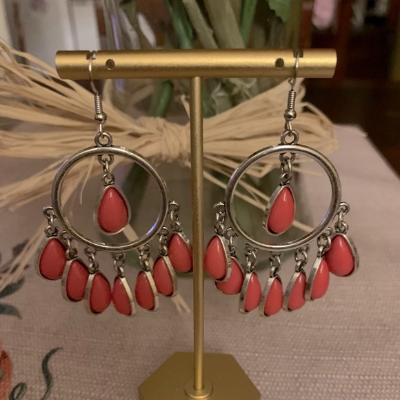 Jewelry - Pink Coral Stone Dangling Earrings